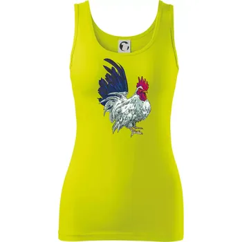 Dámské tričko Kohout kreslený bílý - Dámské tílko - XL ( Limetková )