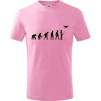 Chlapecké tričko Dron evoluce - Tričko dětské bavlněné - 146 cm/10 let ( Růžová )