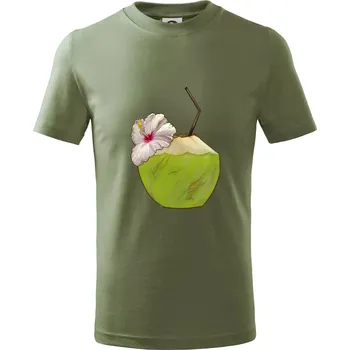 Chlapecké tričko Kokosový nápoj - Tričko dětské bavlněné - 122 cm/6 let ( Khaki )