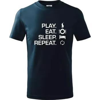 Play Eat Sleep Repeat polo - Tričko dětské bavlněné - 98 cm / 2 roky ( Námořní modrá (velmi tmavá - téměř černá) )