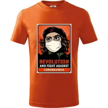 Corona Revolution & Fight - Tričko dětské bavlněné - 104-110cm / 3-4 roky ( Oranžová )