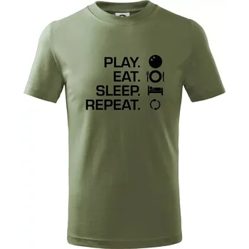 Chlapecké oblečení Play eat sleep squash - Tričko dětské bavlněné - 158 cm/12 let ( Khaki )