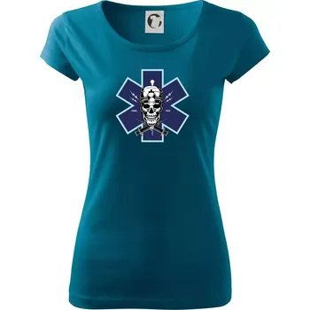 Dámské oblečení Lebka lékař - Dámské triko Pure - S ( Petrolejová )