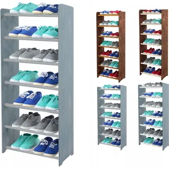 regál Regál na boty dřevěný stojan regál na obuv 7 POLIC šířka 45 cm Šedý