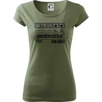 Dámské tričko Čárový kód - Prodavačka - Dámské triko Pure - XL ( Khaki )