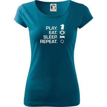 Dámské oblečení Eat sleep play - šachy - Dámské triko Pure - 3XL ( Petrolejová )