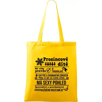 Narozeniny prosinec - Taška bavlněná - 42 x 38 cm ( Žlutá )