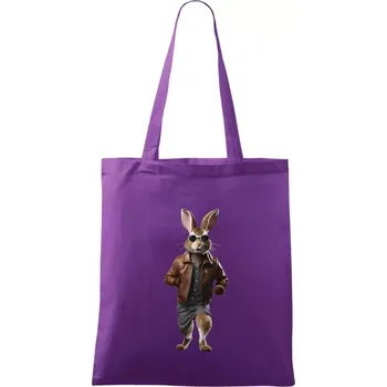 Nákupní taška Zajíc frajer - Taška bavlněná - 42 x 38 cm ( Fialová )