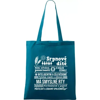 Narozeniny srpen - Taška bavlněná - 42 x 38 cm ( Petrolejová )