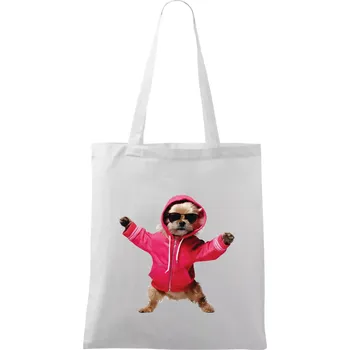 Yorkšír v mikině - Taška bavlněná - 42 x 38 cm ( Bílá )