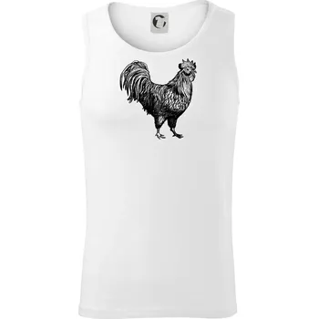 Pánská móda Kohout kreslený černobílý - Tílko pánské Core - L ( Bílá )