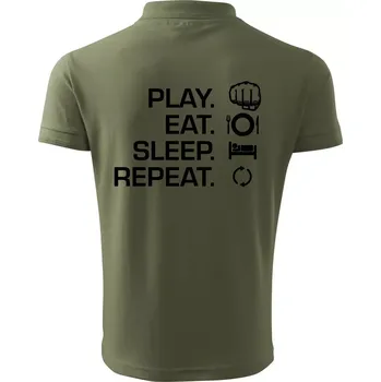 Pánská košile MMA eat sleep repeat - Polokošile pánská Pique Polo 203 - 4XL ( Khaki )