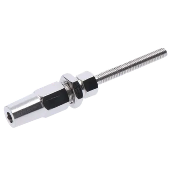 Úchyt pro nerezové lanko 4mm, se závitem M6, broušená nerez K320 /AISI304