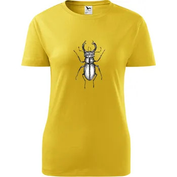 Žluté dámské tričko s roháčem - barva žlutá - velikost XXL