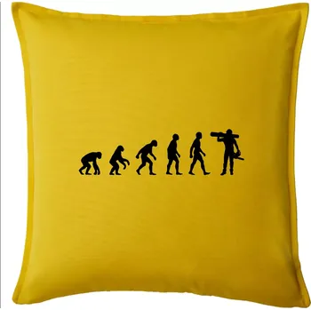 Polštář Evoluce dřevorubec - pila a kmen - Polštář 50x50 - 50x50 - Pouze potah ( Žlutá )