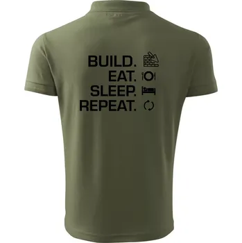 Pánská košile Build eat sleep repeat - cihly - Polokošile pánská Pique Polo 203 - 3XL ( Khaki )
