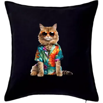 Polštář Kočka v létě - Polštář 50x50 - 50x50 - Pouze potah ( Černá )