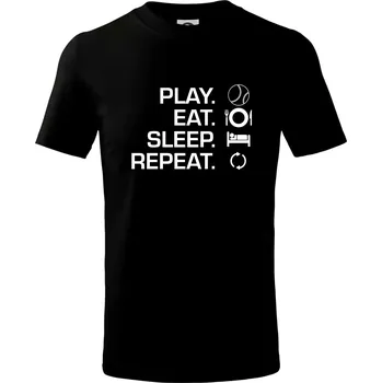 Play Eat Sleep Repeat tenis - Tričko dětské bavlněné - 98 cm / 2 roky ( Černá )
