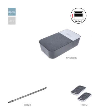 Garážová vrata SPIDO32BKCE sada pro sekční vrata do 10,5 m2, 1x SPIDO600 (24 V, 150 W, 600 N), zabudovaná řídicí jednotka a přijímač, 2x ON2E, 1x SR32B