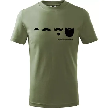 Evolution mustache - Tričko dětské bavlněné - 158 cm/12 let ( Khaki )
