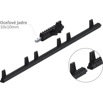 Pohon brány Hřeben nylon-kov 28x20mm, 6x úchyt, 1016mm, do 700kg