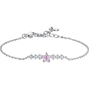 Náramek LUCA BARRA Ocelový náramek s růžovou hvězdou a bílými krystaly