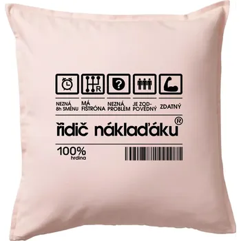 Polštář Čárový kód řidič náklaďáku - Polštář 50x50 - 50x50 - Pouze potah ( Světle růžová )