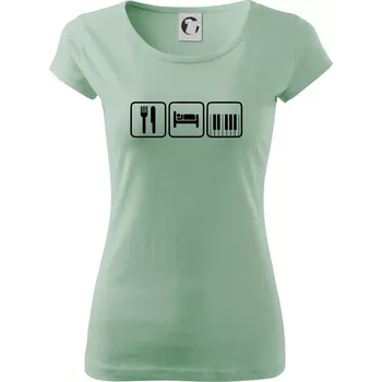 Dámské tričko Eat sleep piano v řadě - Dámské triko Pure - 3XL ( Sage )