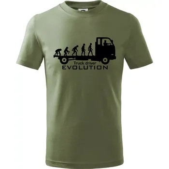 Truck driver evolution - Tričko dětské bavlněné - 104-110cm / 3-4 roky ( Khaki )
