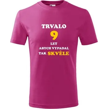 Chlapecké oblečení Purpurové dětské tričko trvalo 9 let - dárky k 9 narozeninám pro vnuka - barva purpurová - velikost 4roky