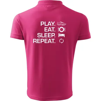 Pánská košile Play Eat Sleep Repeat fotbal - Polokošile pánská Pique Polo 203 - M ( Purpurová )
