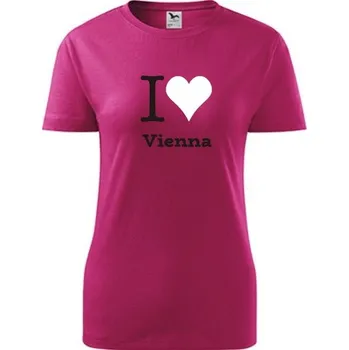Purpurové dámské tričko I love Vienna - barva purpurová - velikost XL