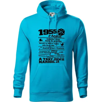 Pánské oblečení 1955 v kostce - Mikina pánská Cape s kapucí - M ( Světlý tyrkys )