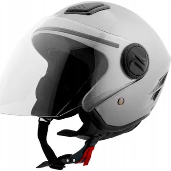 Helma na motorku OTEVŘENÁ PŘILBA NA MOTORKU SKÚTR STŘÍBRNÁ VELIKOST S HOMOLOGACÍ ECE