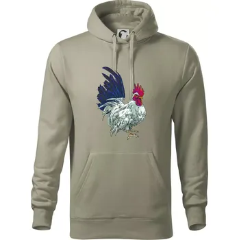Pánská mikina Kohout kreslený bílý - Mikina pánská Cape s kapucí - 5XL ( Light khaki )