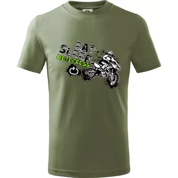 Chlapecké oblečení Eat Sleep Motocross - Tričko dětské bavlněné - 98 cm / 2 roky ( Khaki )