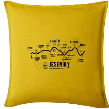Polštář Profil Jeseníky - Polštář 50x50 - 50x50 - Pouze potah ( Žlutá )
