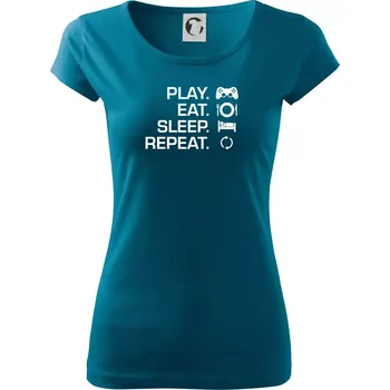 Dámské tričko Play Eat Sleep Repeat game - Dámské triko Pure - 3XL ( Petrolejová )