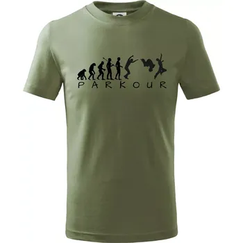 Parkour evoluce - Tričko dětské bavlněné - 158 cm/12 let ( Khaki )