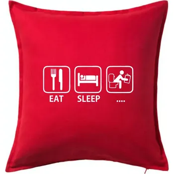 Polštář Eat sleep záchod - Polštář 50x50 - 50x50 - Pouze potah ( Červená )