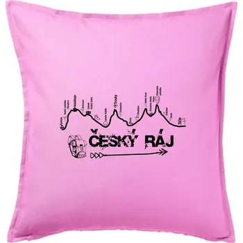 Polštář Profil kopce - Český ráj - Polštář 50x50 - 50x50 - Pouze potah ( Růžová )