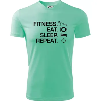 Fitness Eat Sleep Repeat - Dětské triko sportovní (dresovina) - 146 cm/10 let ( Mátová )