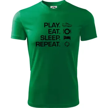 Play Eat Sleep Repeat fotbal - Dětské triko sportovní (dresovina) - 146 cm/10 let ( Středně zelená )
