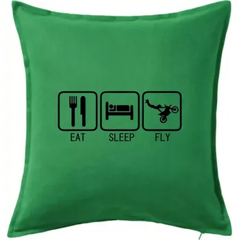 Polštář Eat sleep Motocross - freestyle - Polštář 50x50 - 50x50 - Včetně výplně ( Středně zelená )