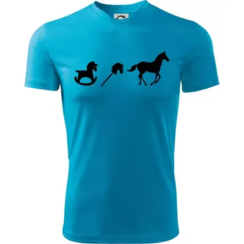 Evoluce koně - Dětské triko sportovní (dresovina) - 146 cm/10 let ( Světlý tyrkys )