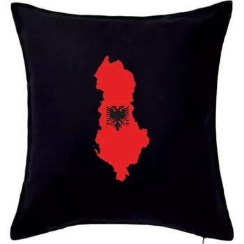 Polštář Albánie mapa a znak - Polštář 50x50 - 50x50 - Pouze potah ( Černá )