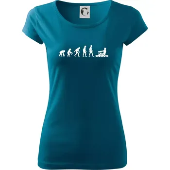 Dámské tričko Evoluce veslování 1 človek - Dámské triko Pure - L ( Petrolejová )