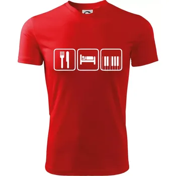 Eat sleep piano v řadě - Dětské triko sportovní (dresovina) - 158 cm/12 let ( Červená )