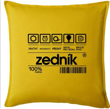 Polštář Čárový kód zedník - Polštář 50x50 - 50x50 - Pouze potah ( Žlutá )