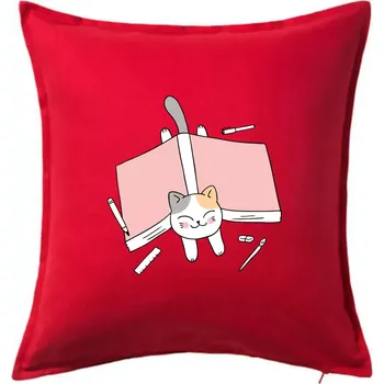 Polštář Učení na státnice kočka - Polštář 50x50 - 50x50 - Pouze potah ( Červená )